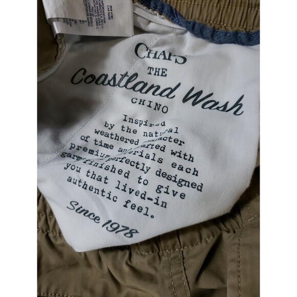 Chaps Tan Khaki Chino Shorts Mens Sz XL flat front pockets Zip elastic - Picture 3 of 8